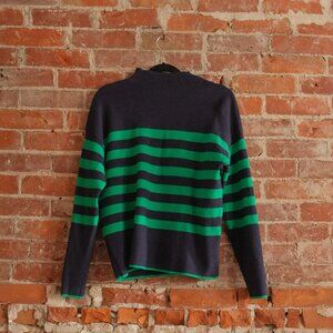 Women's Navy/Green Striped Sweater